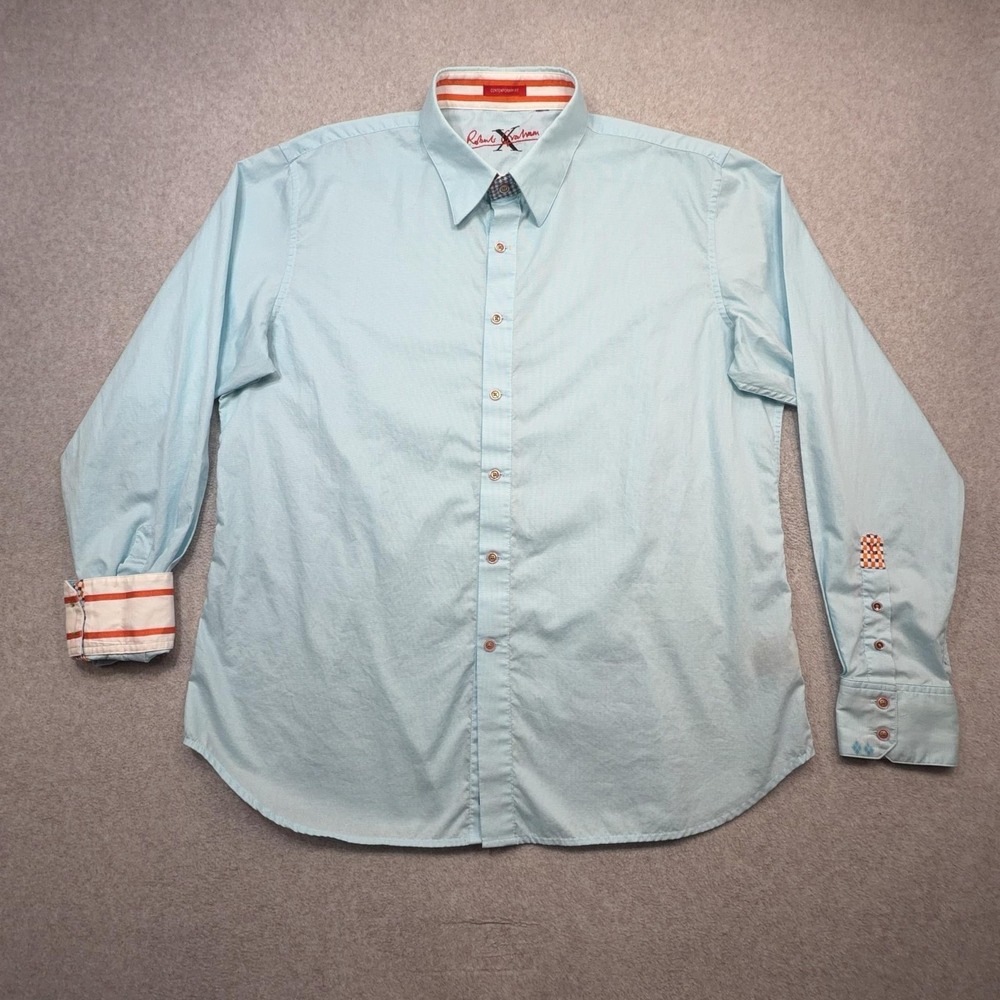 Robert Graham X Contemporary Shirt Men 3XL Blue Check Long Sleeve Flip Cuff